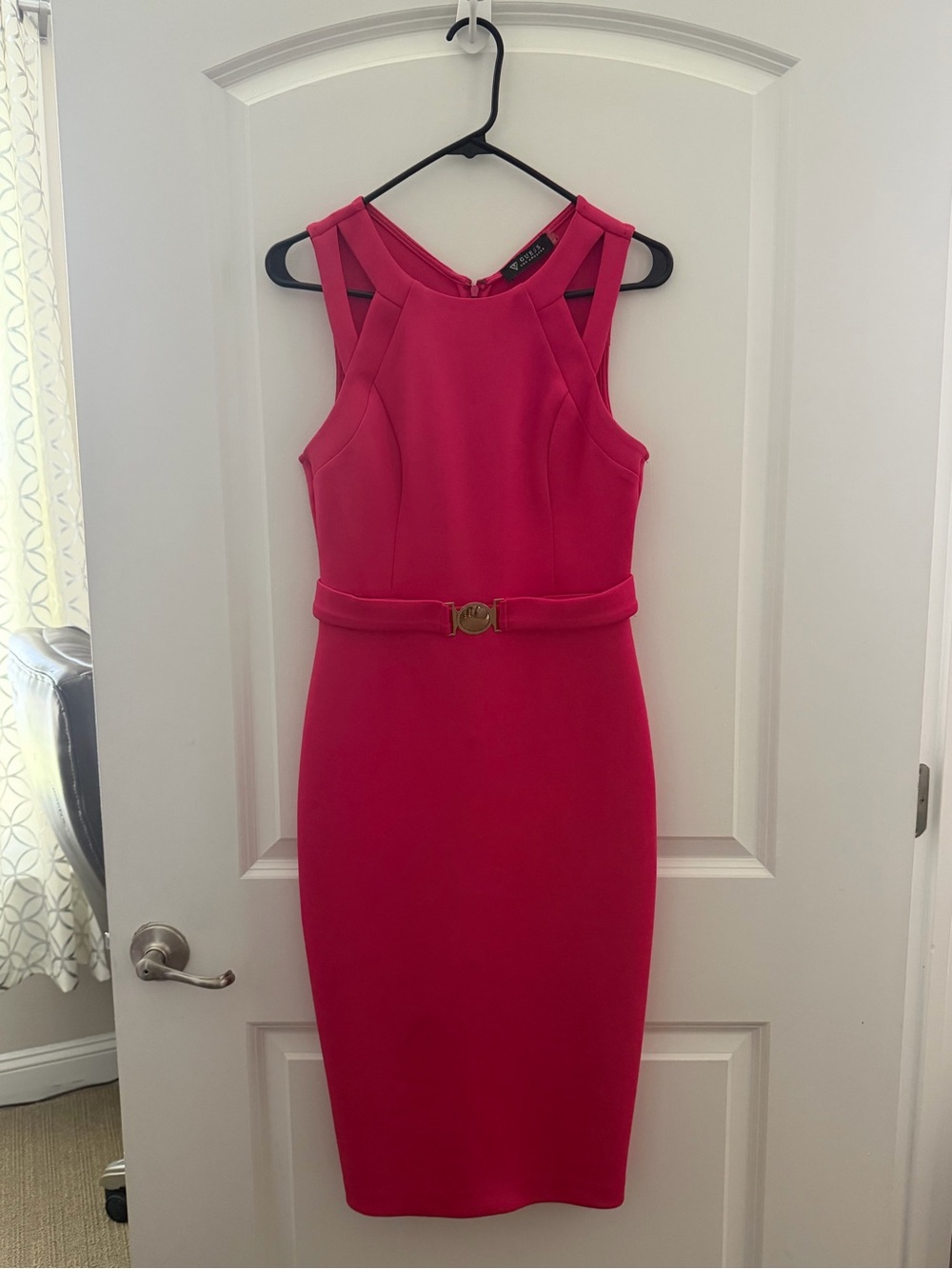 Calvin Klein Sleeveless Fuchsia Sheath Dress with Belt